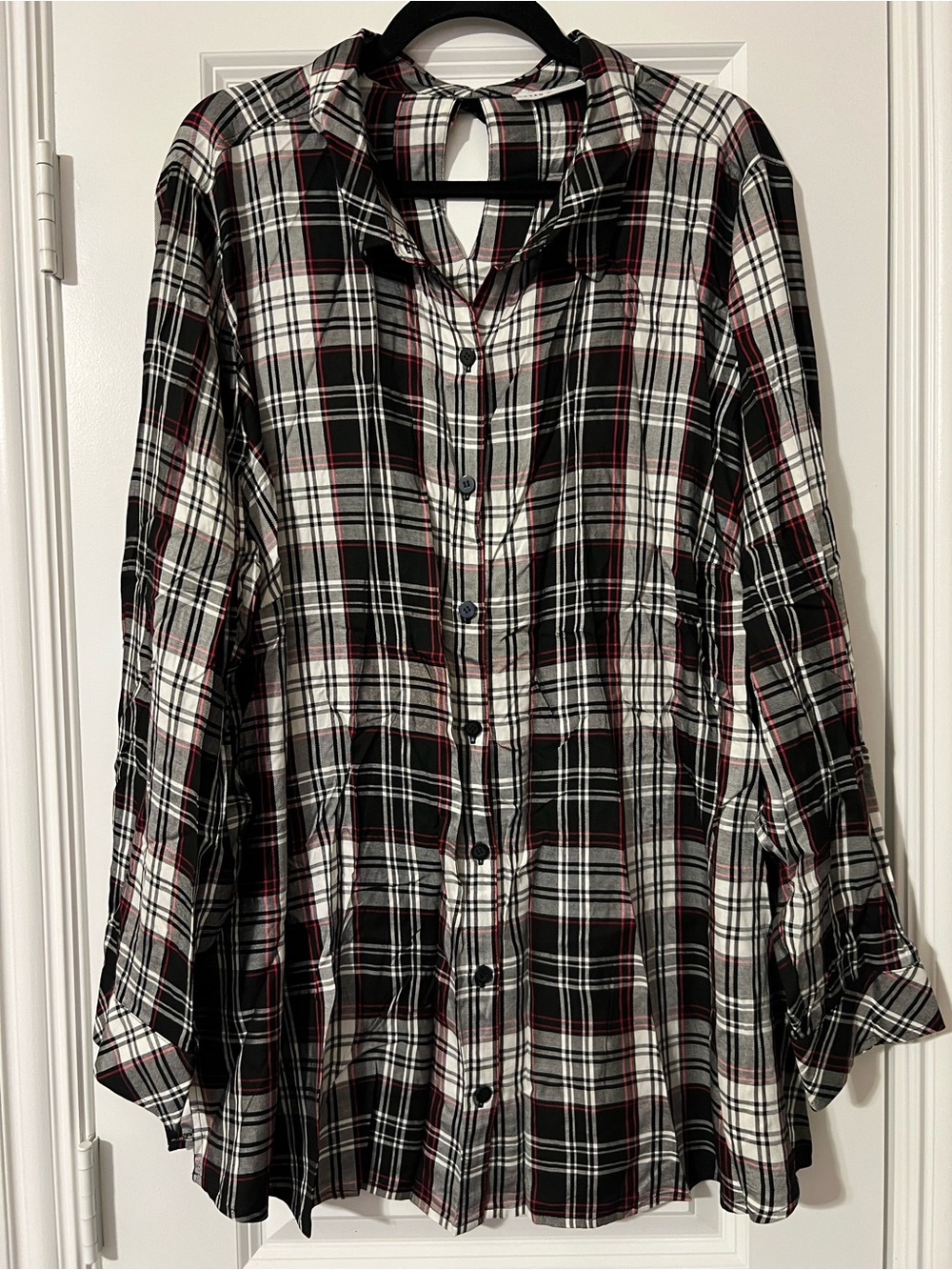 Black & White Plaid Button-Up Shirt